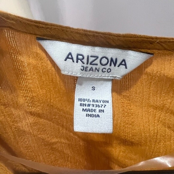 Arizona Jean Co long sleeve mustard yellow wrap top size small NWT - Picture 7 of 8